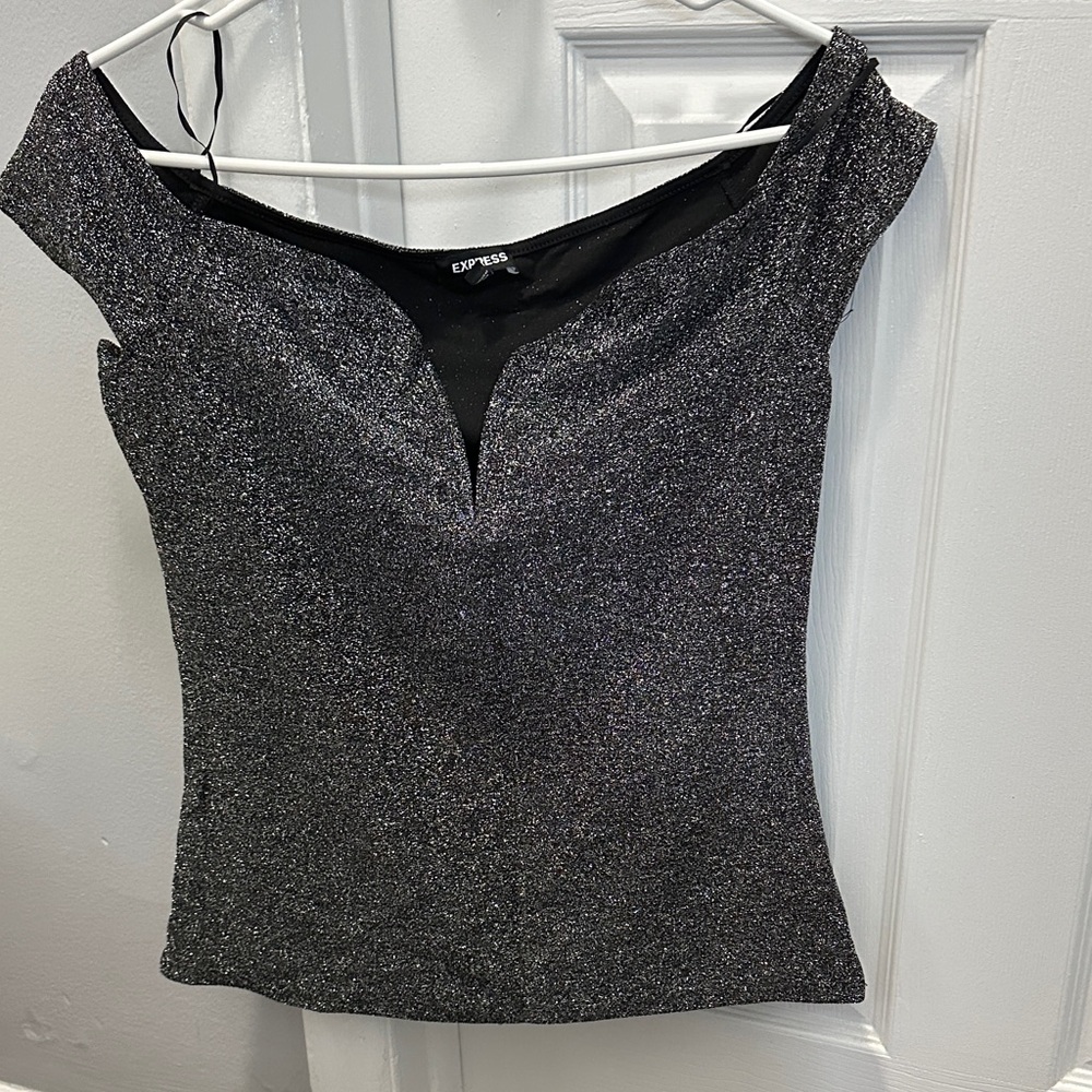 Express Women's Sparkling Charcoal Blouse